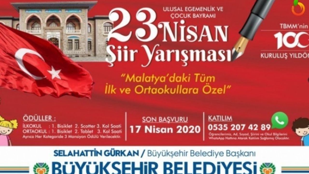 Malatya Büyükşehir Belediyesi 23 Nisan Şiir Yarışması Sonuçlandı