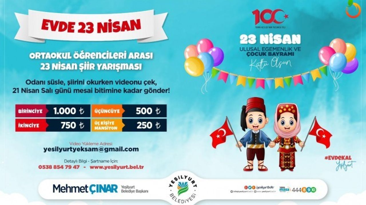 Yeşilyurt Belediyesi 23 Nisan Şiir Yarışması Başvuru Nasıl Yapılır?