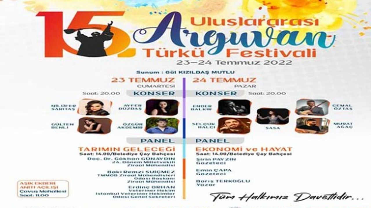15. Uluslararası Arguvan Türkü Festival Programı Belli Oldu 