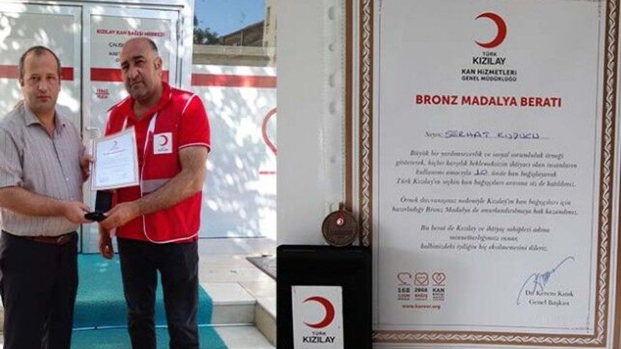 Kızılay'dan Kan Bağışçısı Gönüllü Vatandaşa Ödül