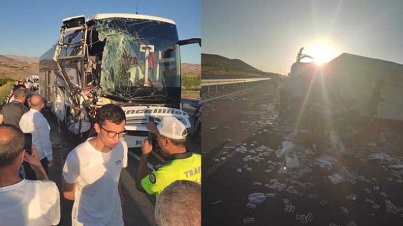 Yolcu Otobüs ile Kargo Kamyonu Çarpıştı: 17 Yaralı
