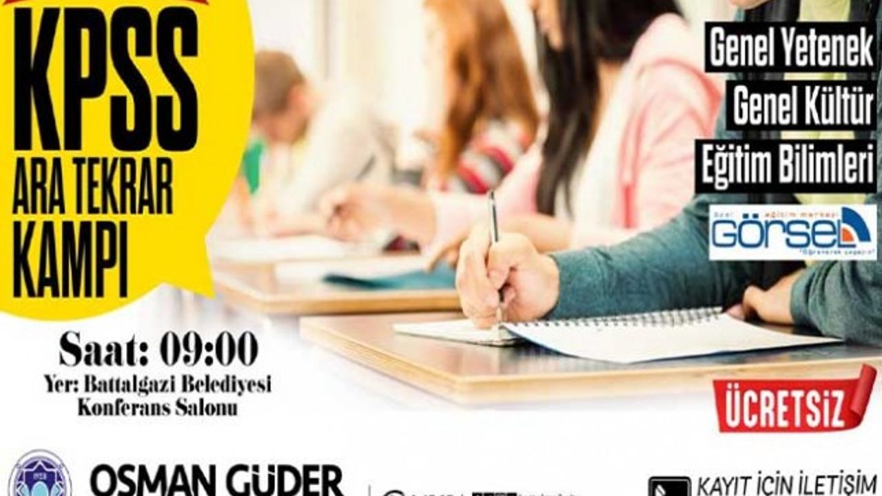 Battalgazi Belediyesi, KPSS’ye Hazırlanan Adaylar İçin Ara Tekrar Kampı Düzenleyecek