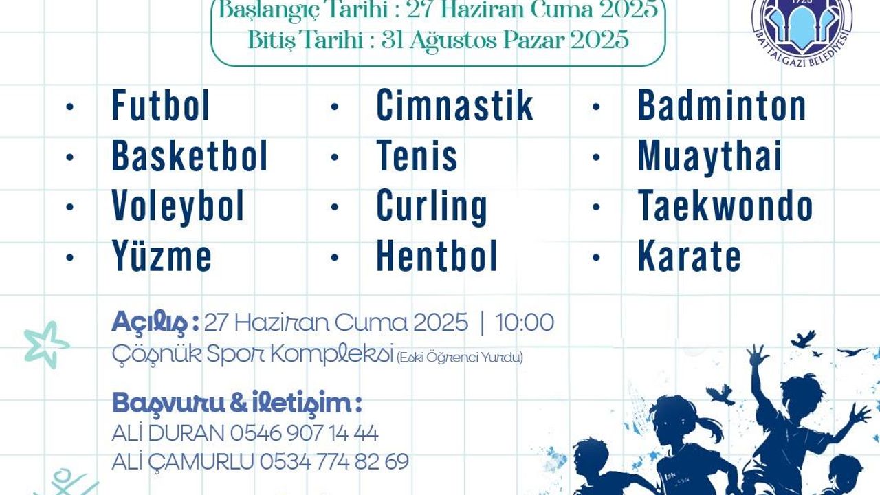 Battalgazi’de Yaz Spor Okulları Başlıyor