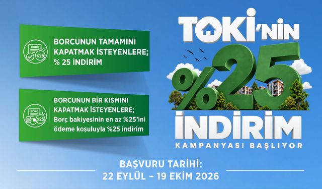 TOKİ’den Yüzde 25 İndirim Kampanyası! Başvurular 22 Eylül’de Başlıyor