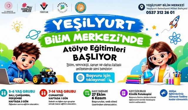 Yeşilyurt Bilim Merkezi'nde Eğitimler Başlıyor