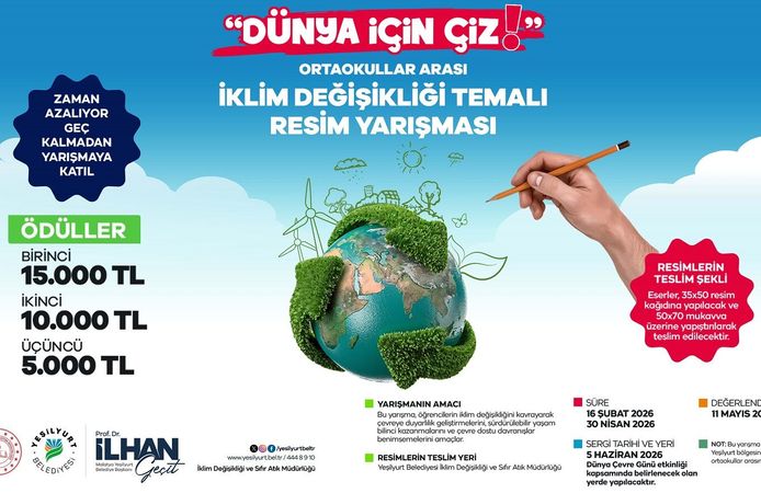 Yeşilyurt Belediyesi İklim Değişikliği Temalı Okullar Arası Resim Yarışması Düzenliyor