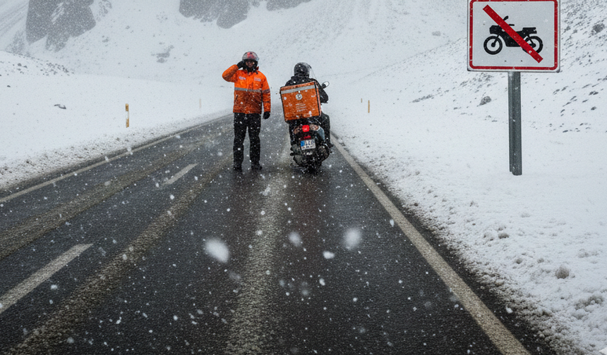Yoğun Kar Yağışı Nedeniyle Motosiklet ve Kuryelere Trafik Yasağı