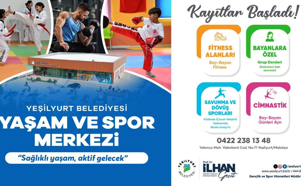 Yeşilyurt Belediyesi Yaşam ve Spor Merkezi’nde Yeni Dönem Kayıtları Açıldı