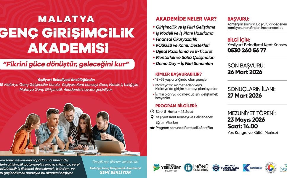Malatya Genç Girişimcilik Akademisi 28 Mart’ta Başlıyor