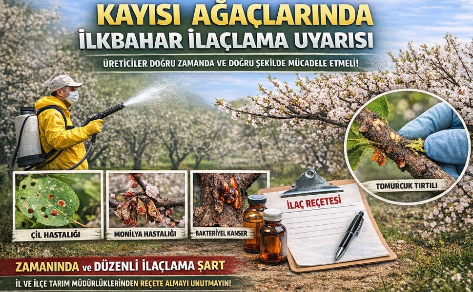 Kayısı Üreticilerine İlkbahar İlaçlama Uyarısı