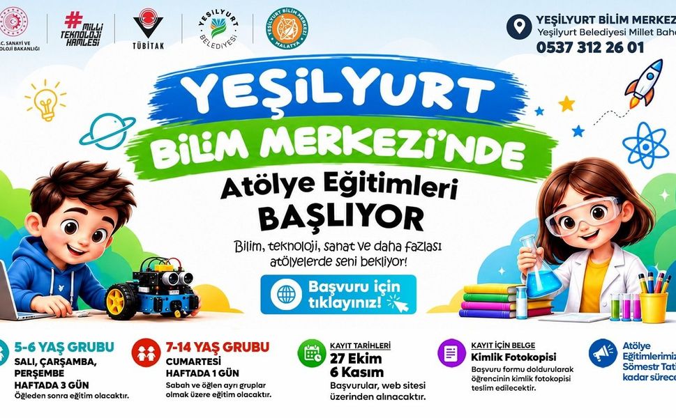 Yeşilyurt Bilim Merkezi'nde Eğitimler Başlıyor