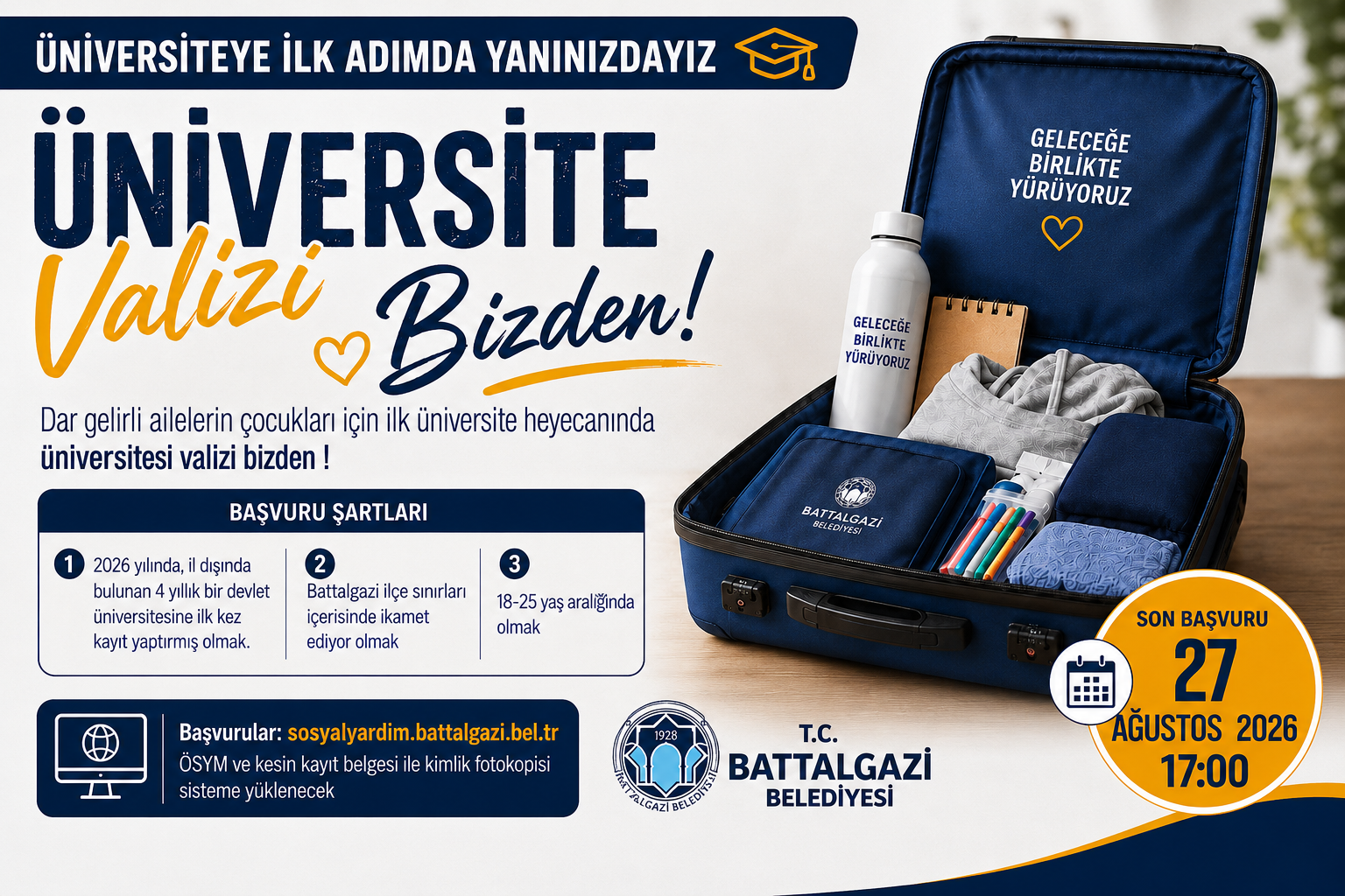 Battalgazi Belediyesi’nden Üniversite Öğrencilerine “Üniversite Valizi” Desteği