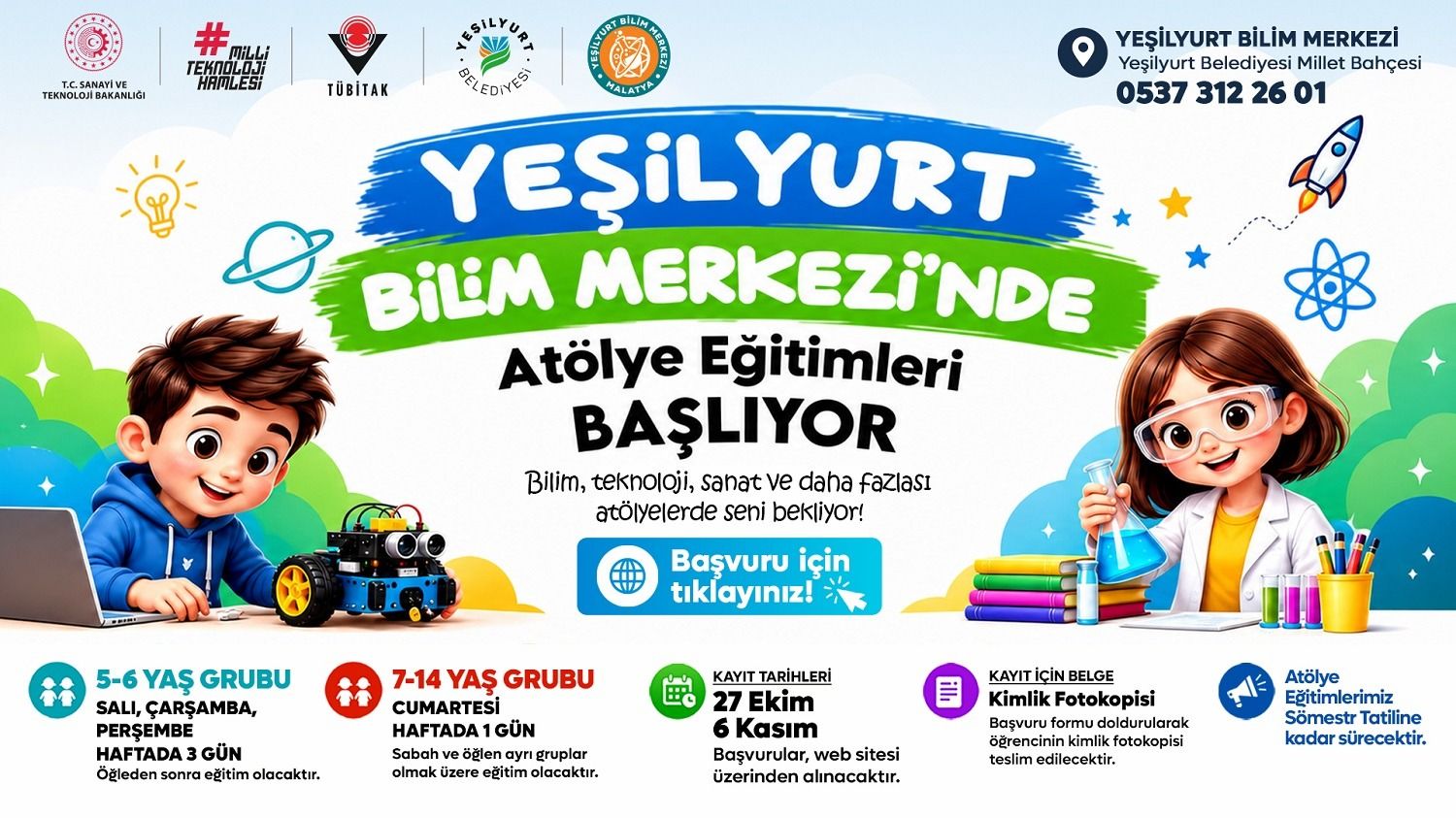 Yeşilyurt Bilim Merkezi'nde Eğitimler Başlıyor